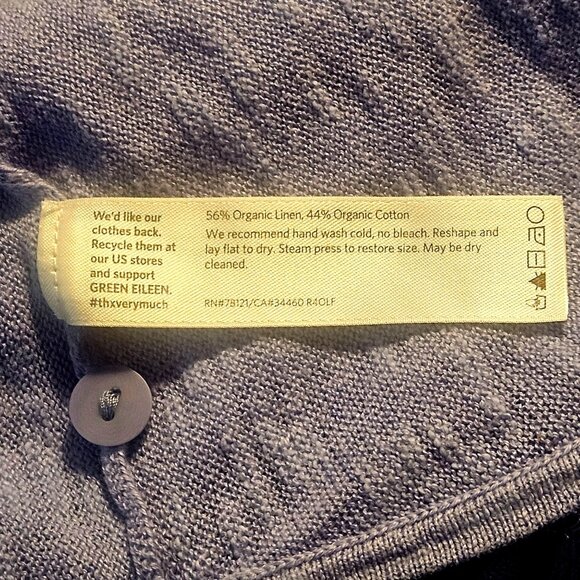 VTG Eileen Fisher Organic Linen Cotton Blue Cardigan 1X Coastal Chic Layering Es - Picture 9 of 11